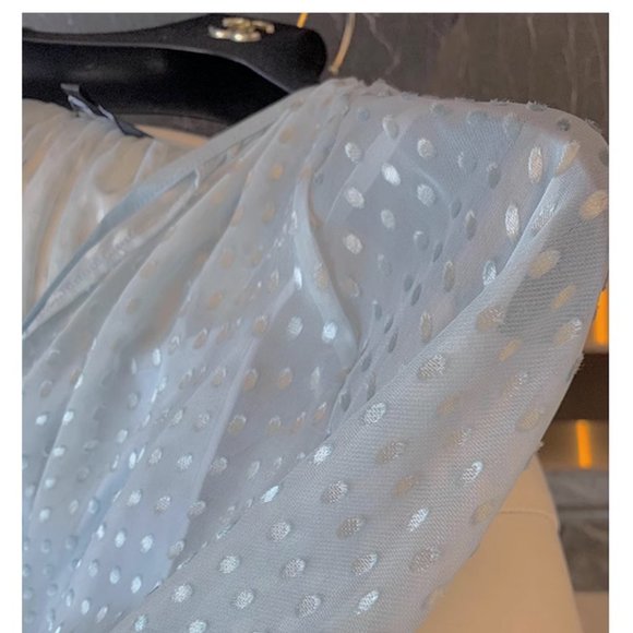 💎 Aqua Luxe: Chic Sky-Blue Silk-Blend Two-Piece Top 💎 - Picture 3 of 11